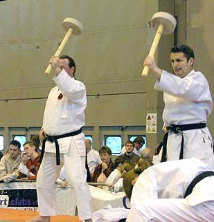 OTGKA Senior grades demonstrating the use of Chi-ishi at the Seni 2006 Combat Arts Exhibition 